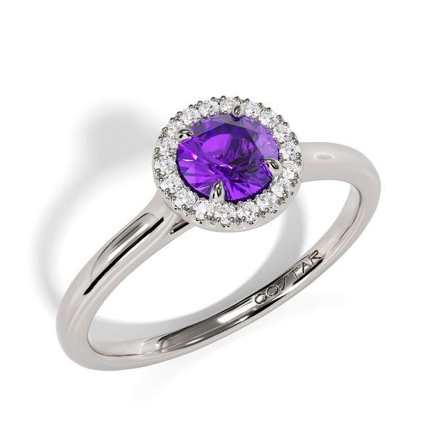 10k White Gold Amethyst and Diamond Birthstone Fashion Ring Image 3 Shannon Jewelers Spring, TX