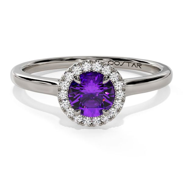 10k White Gold Amethyst and Diamond Birthstone Fashion Ring Shannon Jewelers Spring, TX