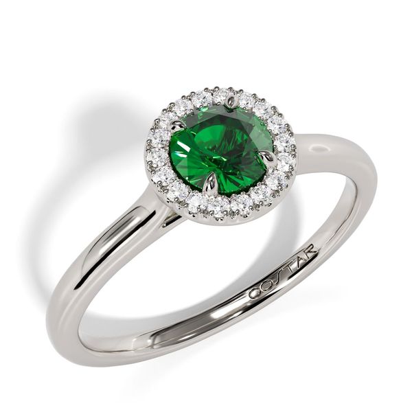 10k White Gold Emerald and Diamond Birthstone Fashion Ring Image 3 Shannon Jewelers Spring, TX