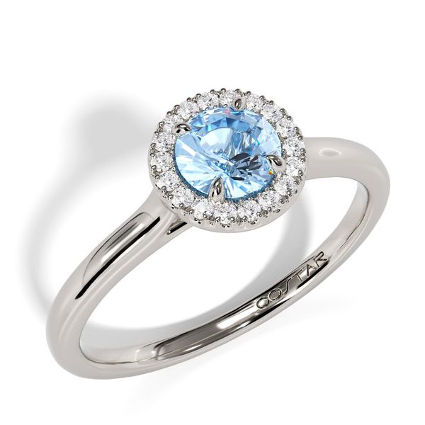 10k White Gold Aqua and Diamond Birthstone Fashion Ring Image 3 Shannon Jewelers Spring, TX