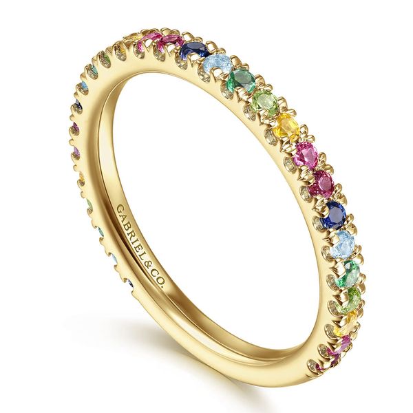 Gabriel & Co. 14K Yellow Gold Rainbow Color Stone Stackable Ring Image 3 Shannon Jewelers Spring, TX