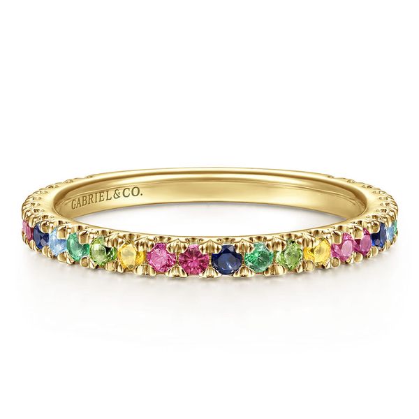 Gabriel & Co. 14K Yellow Gold Rainbow Gemstone Stackable Ring