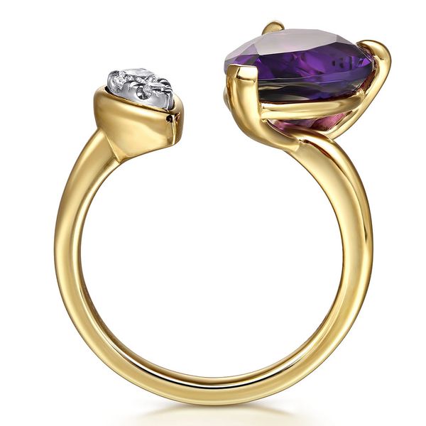 Gabriel & Co. 14K White & Yellow Gold Diamond & Amethyst Open Ring Image 2 Shannon Jewelers Spring, TX