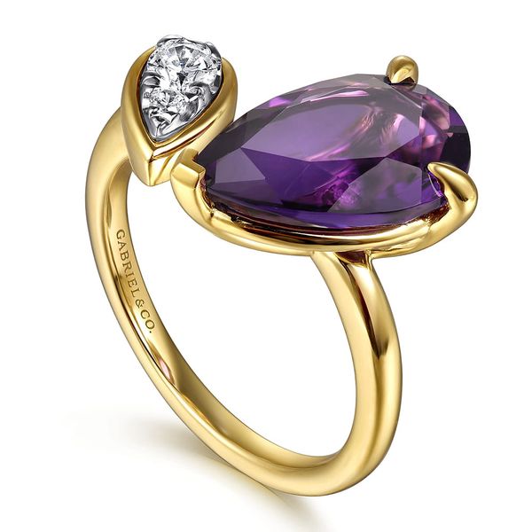 Gabriel & Co. 14K White & Yellow Gold Diamond & Amethyst Open Ring Image 3 Shannon Jewelers Spring, TX