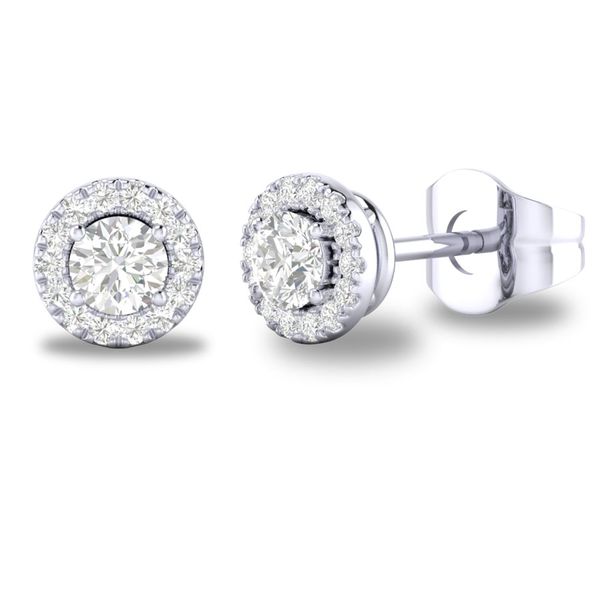 10K White Gold White Sapphire and Diamond Birthstone Stud Earrings Shannon Jewelers Spring, TX