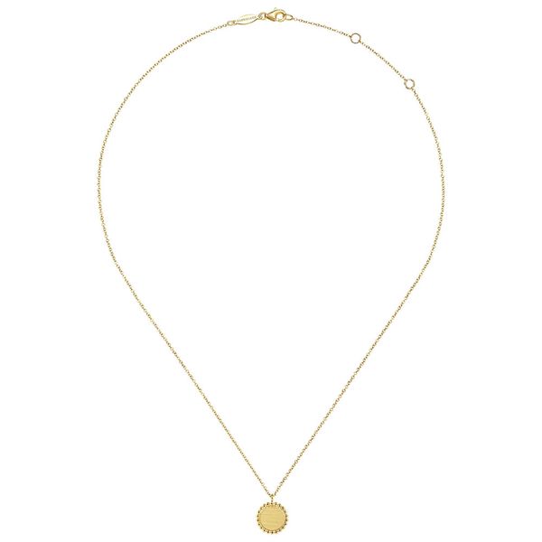 Gabriel & Co. 14K Yellow Gold Round Pendant Necklace with Bujukan Bead Frame Image 2 Shannon Jewelers Spring, TX