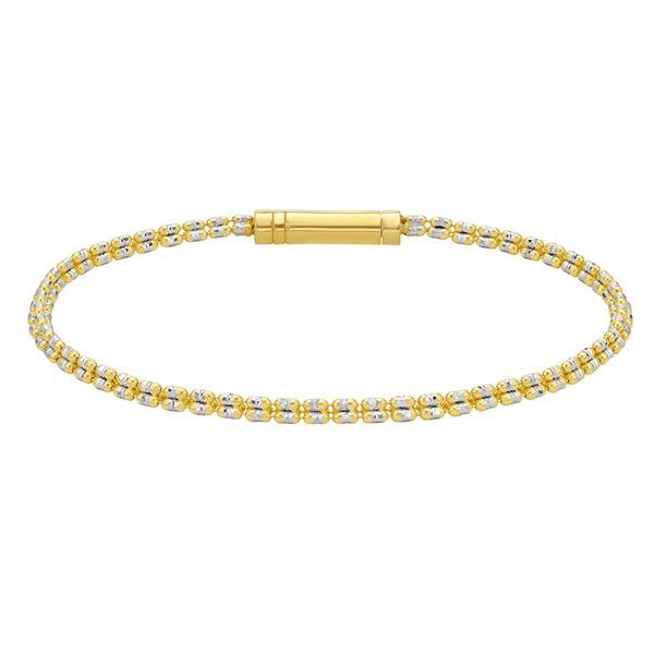 14K Two-Tone Gold 2.7mm Fancy Ice Chain Bracelet Shannon Jewelers Spring, TX