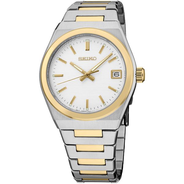Seiko Essentials Two-Tone Stainless Steel Watch with White Dial & Date - 100M Shannon Jewelers Spring, TX