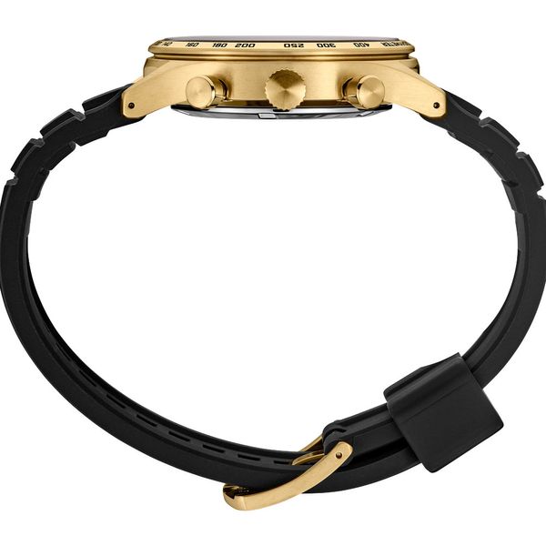Seiko Essentials Black Chronograph Gold Tachymeter Bezel Silicone Strap Watch Image 2 Shannon Jewelers Spring, TX