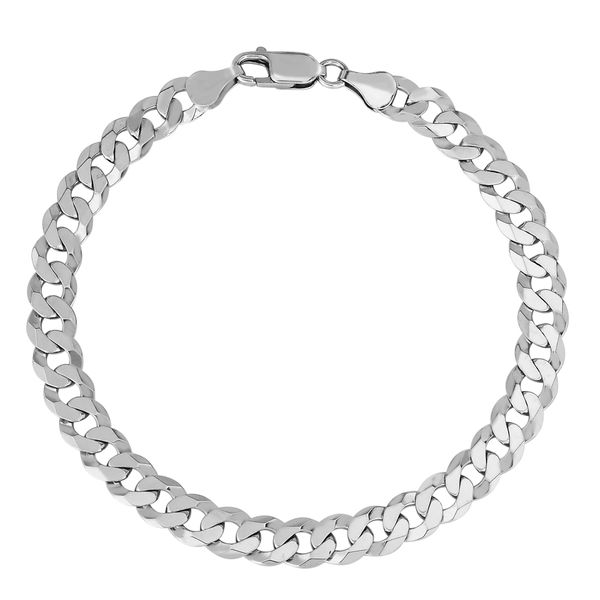 Sterling Silver 7.2mm Comfort Curb Chain Bracelet Image 2 Shannon Jewelers Spring, TX