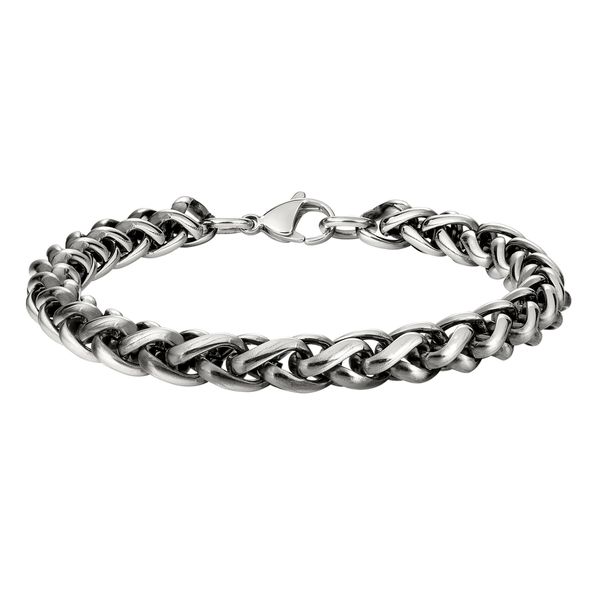 Men's heavy stainless steel wheat chain bracelet with bold masculine design