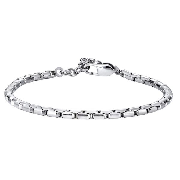 Polished stainless steel 3.5mm rounded box link bracelet for me by Legere--sleek and modern design