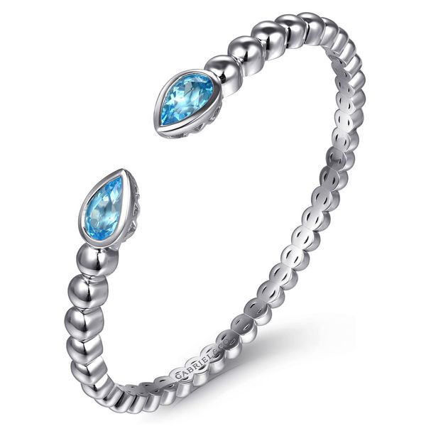 Gabriel & Co. 925 Sterling Silver Bujukan and Pear Shape Blue Topaz Split Bangle Bracelet Image 2 Shannon Jewelers Spring, TX