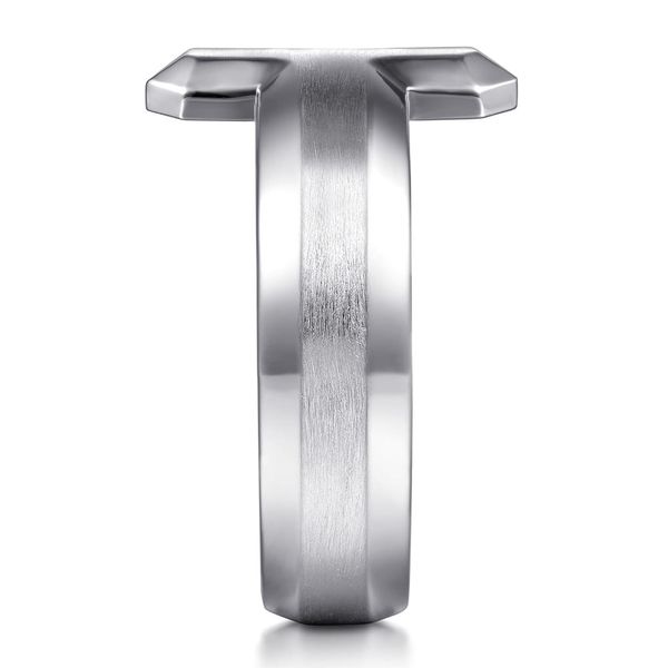 Gabriel & Co. Sterling Silver Faceted Cross Men’s Ring Image 4 Shannon Jewelers Spring, TX