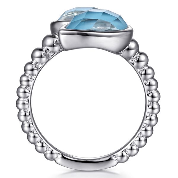 Gabriel & Co. 925 Sterling Silver Rock Crystal and Turquoise Bypass Ring Image 2 Shannon Jewelers Spring, TX
