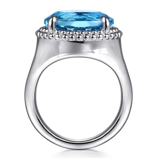 Gabriel & Co. 925 Sterling Silver Bujukan Blue Topaz Signet Ring Image 2 Shannon Jewelers Spring, TX