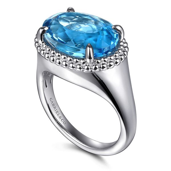 Gabriel & Co. 925 Sterling Silver Bujukan Blue Topaz Signet Ring Image 3 Shannon Jewelers Spring, TX