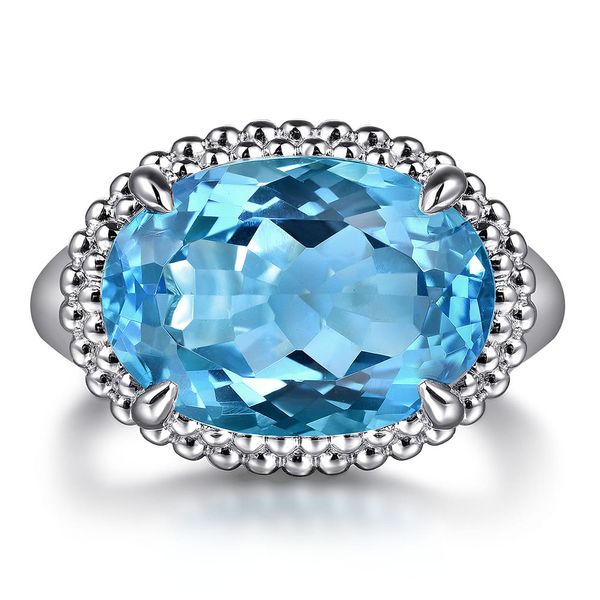 925 Sterling Silver Gabriel & Co. Bujukan Blue Topaz Signet Ring