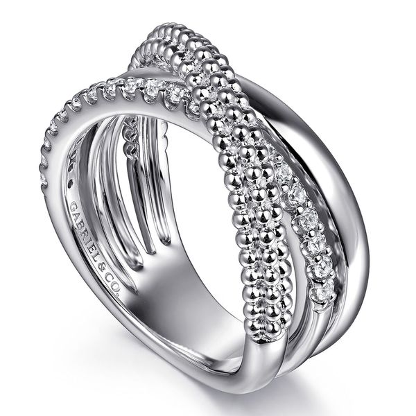 Gabriel & Co. Sterling Silver Bujukan White Sapphire Criss Cross Ring Image 3 Shannon Jewelers Spring, TX