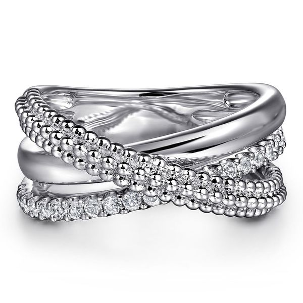Gabriel & Co. sterling silver Bujukan white sapphire criss cross ring