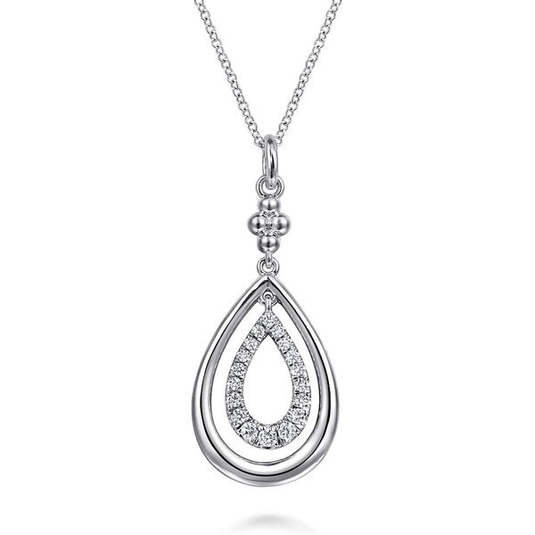 Gabriel & Co. sterling silver white sapphire teardrop Bujukan pendant necklace
