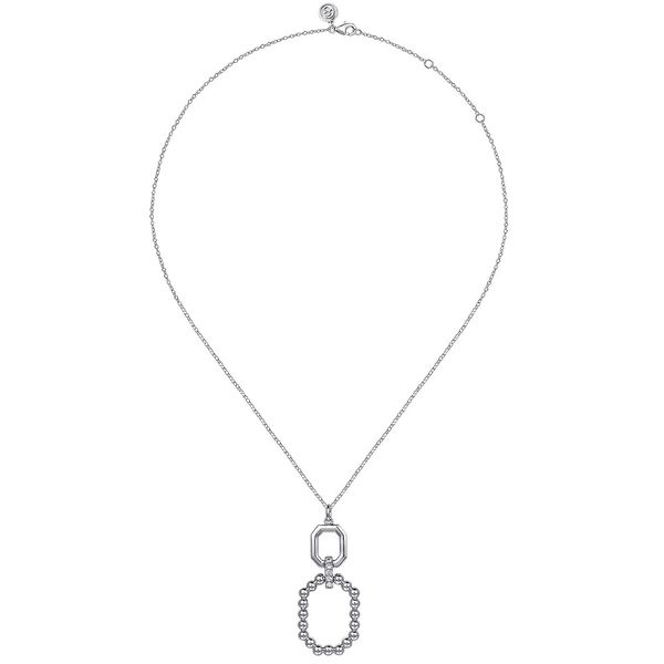 Gabriel & Co. 925 Sterling Silver Octagon White Sapphire Bujukan Drop Pendant Necklace Image 2 Shannon Jewelers Spring, TX