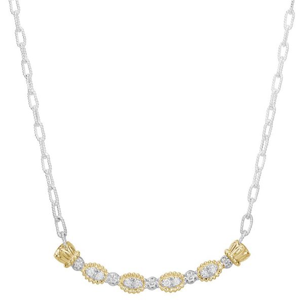 Vahan 14K gold and sterling silver diamond bar necklace