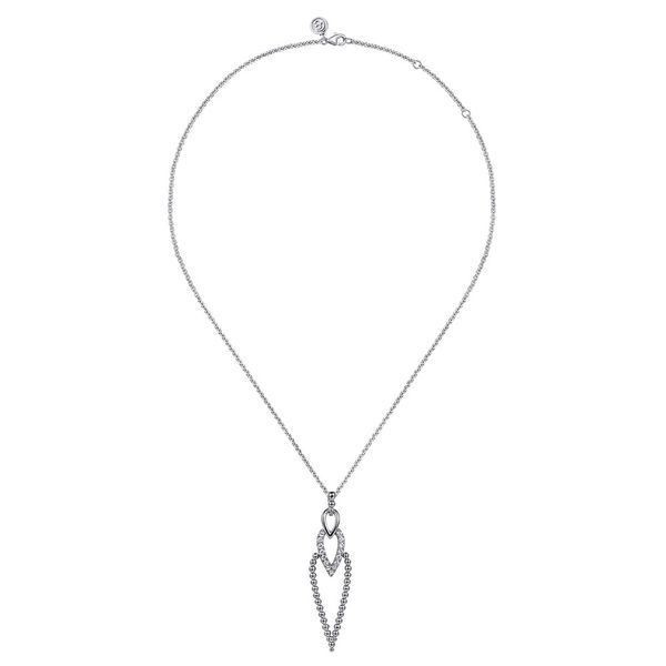 Gabriel & Co. Sterling Silver Bujukan Bead & White Sapphire Drop Pendant Necklace Image 2 Shannon Jewelers Spring, TX