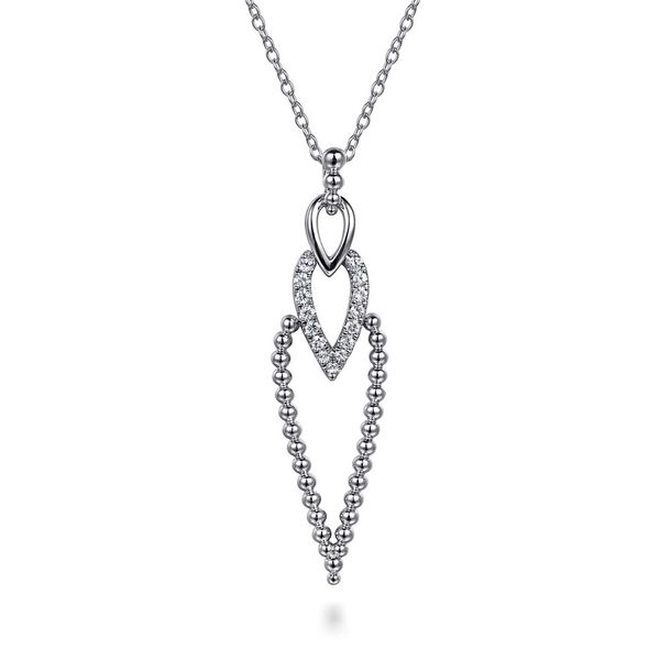 Gabriel & Co. sterling silver Bujukan bead and white sapphire drop pendant necklace