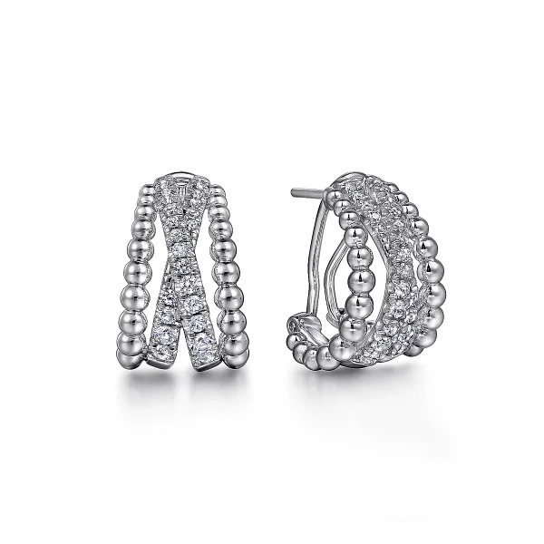 Gabriel & Co. 925 Sterling Silver 15mm White Sapphire Bujukan Huggie Earrings