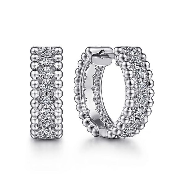 Gabriel & Co. sterling silver white sapphire Bujukan huggie earrings