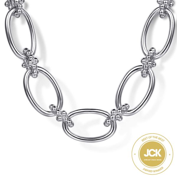 Gabriel & Co. 925 sterling silver oval link chain necklace with Bujukan bead connectors