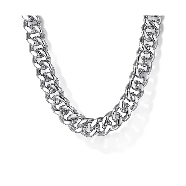 Gabriel & Co. 22 Inch 7mm 925 Sterling Silver Solid Men's Diamond Cut Chain Link Necklace Shannon Jewelers Spring, TX