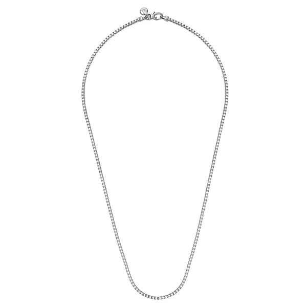 Gabriel & Co. 22" 2.5mm Sterling Silver Men's Solid Box Chain Necklace Image 2 Shannon Jewelers Spring, TX