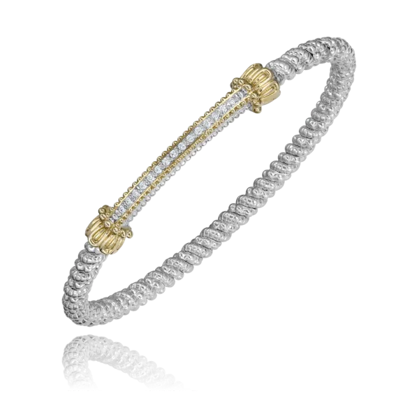 Vahan 14K Yellow Gold and Sterling Silver Bar Bangle Bracelet Shannon Jewelers Spring, TX