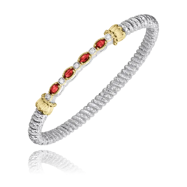 Vahan 14K Yellow Gold and Sterling Silver Ruby and Diamond Bangle Bracelet Shannon Jewelers Spring, TX