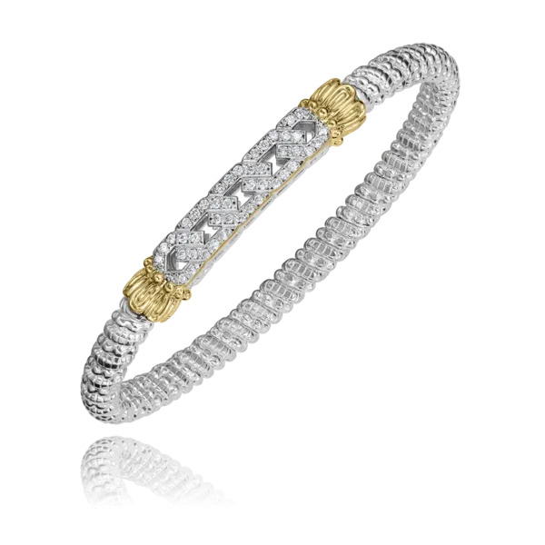 Vahan 14K Yellow Gold and Sterling Silver Interlocking Bar Bangle Bracelet Shannon Jewelers Spring, TX