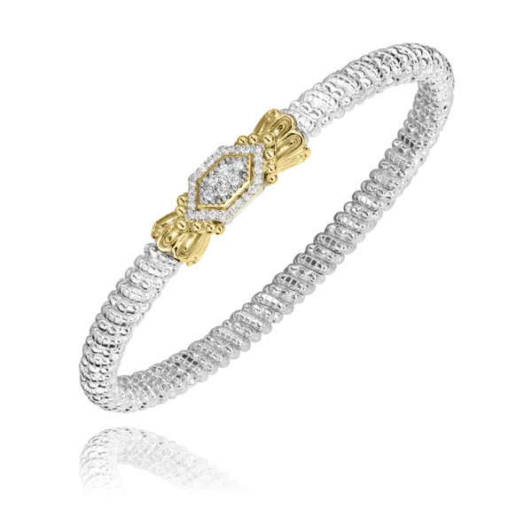 Vahan 14K Yellow Gold and Sterling Silver Diamond Bangle Bracelet Shannon Jewelers Spring, TX