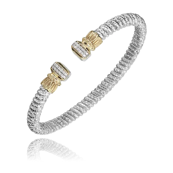 Vahan 14K Yellow Gold and Sterling Silver Cuff Bangle Bracelet Shannon Jewelers Spring, TX