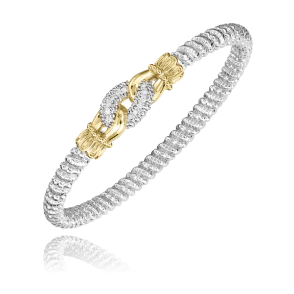 Vahan 14K Yellow Gold and Sterling Silver Diamond Bangle Bracelet Shannon Jewelers Spring, TX