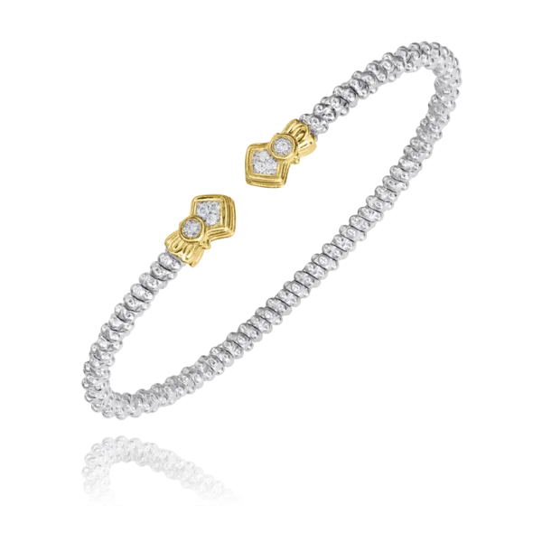 Vahan 14k Yellow Gold and Sterling Silver Diamond Cuff Bangle Bracelet Shannon Jewelers Spring, TX