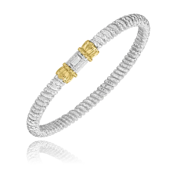 Vahan 14k Yellow Gold and Sterling Silver Diamond Bangle Bracelet Shannon Jewelers Spring, TX