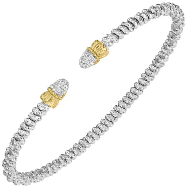 Vahan 14K gold and sterling silver 2MM diamond stackable bracelet
