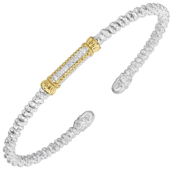 Vahan 14K gold and sterling silver 2MM diamond bar stackable bracelet