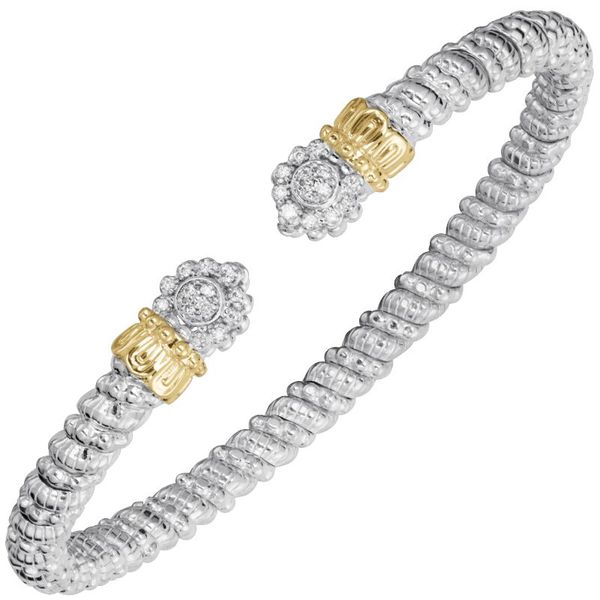 Vahan 14K gold and sterling silver 4MM diamond stackable cuff bracelet
