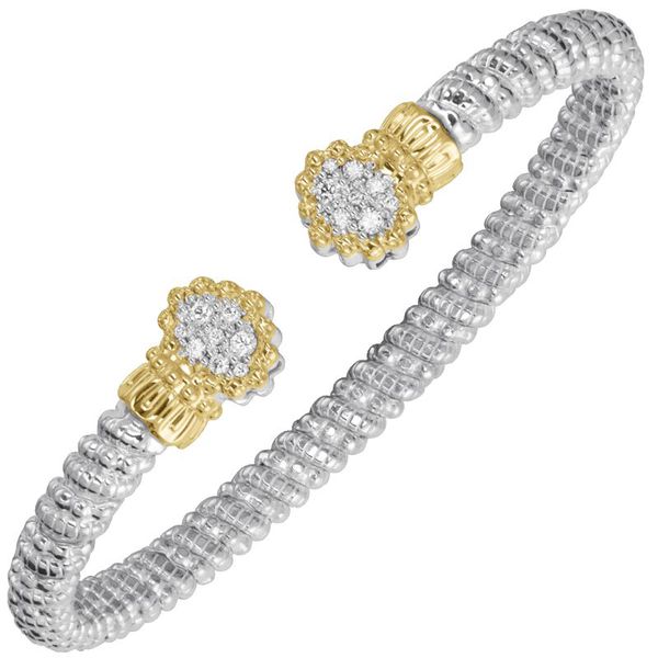 Vahan 14K gold and sterling silver diamond stackable cuff bracelet