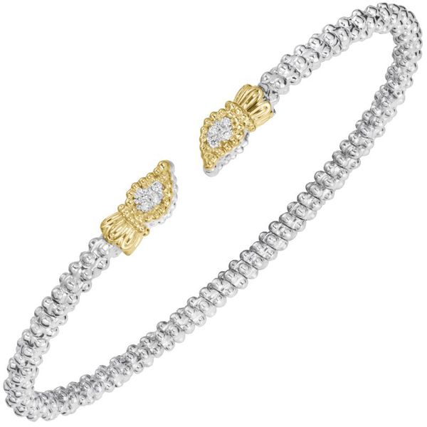 Vahan 14k gold and sterling silver 2MM diamond stackable bracelet 