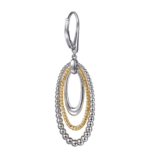 Gabriel & Co. Sterling Silver & 14K Yellow Gold Bujukan Rope Drop Earrings Image 2 Shannon Jewelers Spring, TX