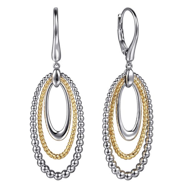 Gabriel & Co. sterling silver and 14K yellow gold Bujukan rope drop earrings