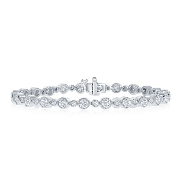 14K White Gold Bezel Diamond Bracelet Shelle Jewelers, Inc Northbrook, IL